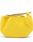 Pre-Loved Sardine Mini Shoulder Bag Intrecciato Leather Mini with Gold Hardware, Yellow