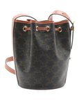 Pre-Loved Triomphe Drawstring Bucket Bucket Bag Triomphe Canvas Coated Small with Gold Hardware, Brown