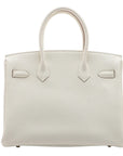 Pre-Loved Birkin Handbag Leather 30 with Gold Hardware, White