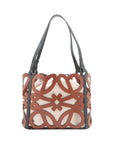 Pre-Loved Anagram Cut-Out Tote Anagram Leather Small with Black Hardware, Tan