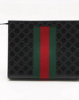 Pre-Loved Web Microguccissima Pouch Clutch Microguccissima Leather with Silver Hardware, Black