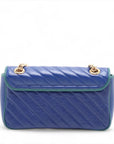 Pre-Loved GG Marmont Shoulder Bag Quilted Leather Small with Gold Hardware, Blue