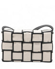Pre-Loved Cassette Crossbody Bag Intrecciato Canvas with Silver Hardware, Cream