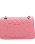 Pre-Loved Classic Double Flap Shoulder Bag Quilted Leather Small with Rainbow Iridescent Hardware, Pink
