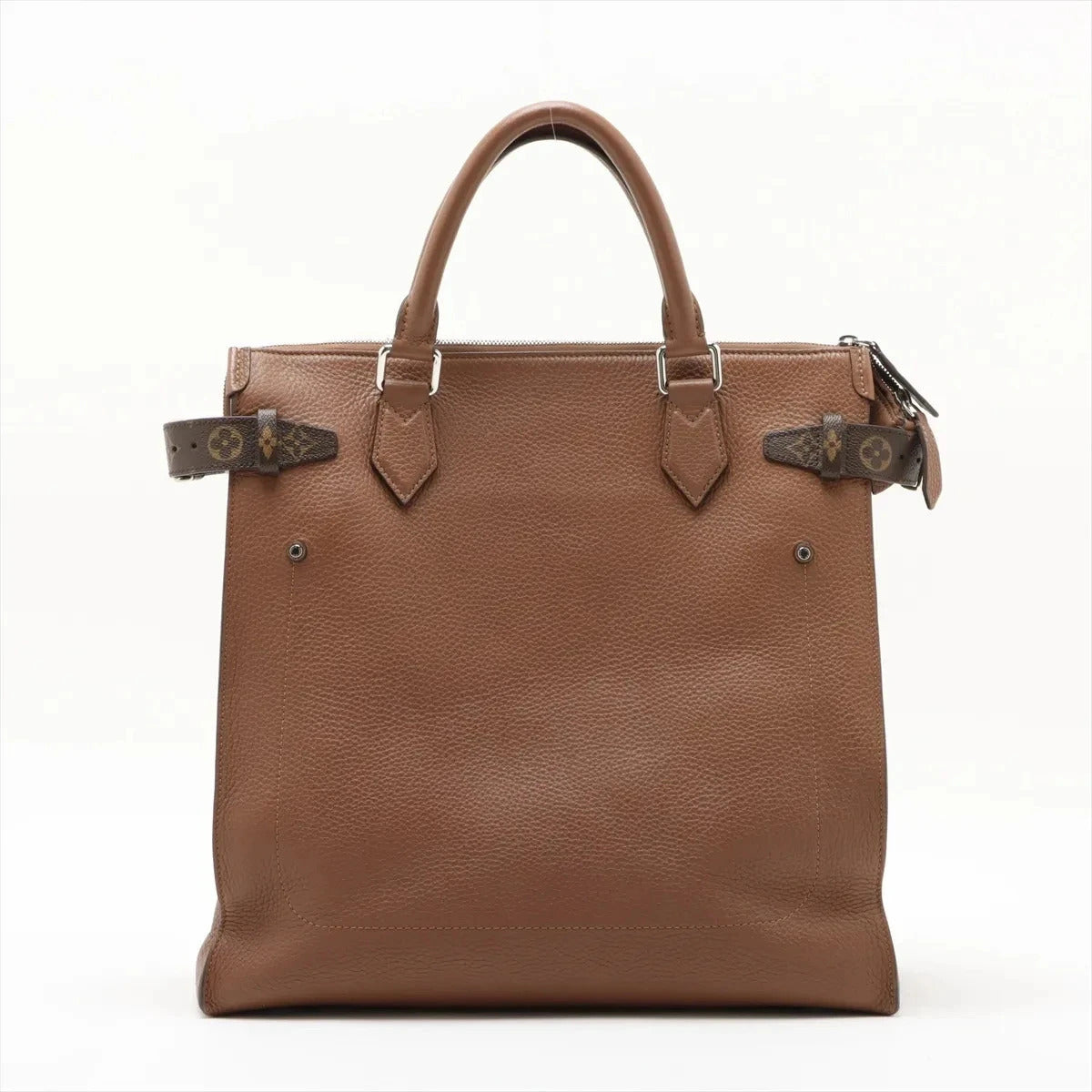 Pre-Loved Tote Tote Leather with Silver Hardware, Brown
