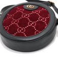 Pre-Loved Ophidia Round Mini Crossbody Bag Monogram Velvet Mini with Aged Gold Hardware, Red and Black