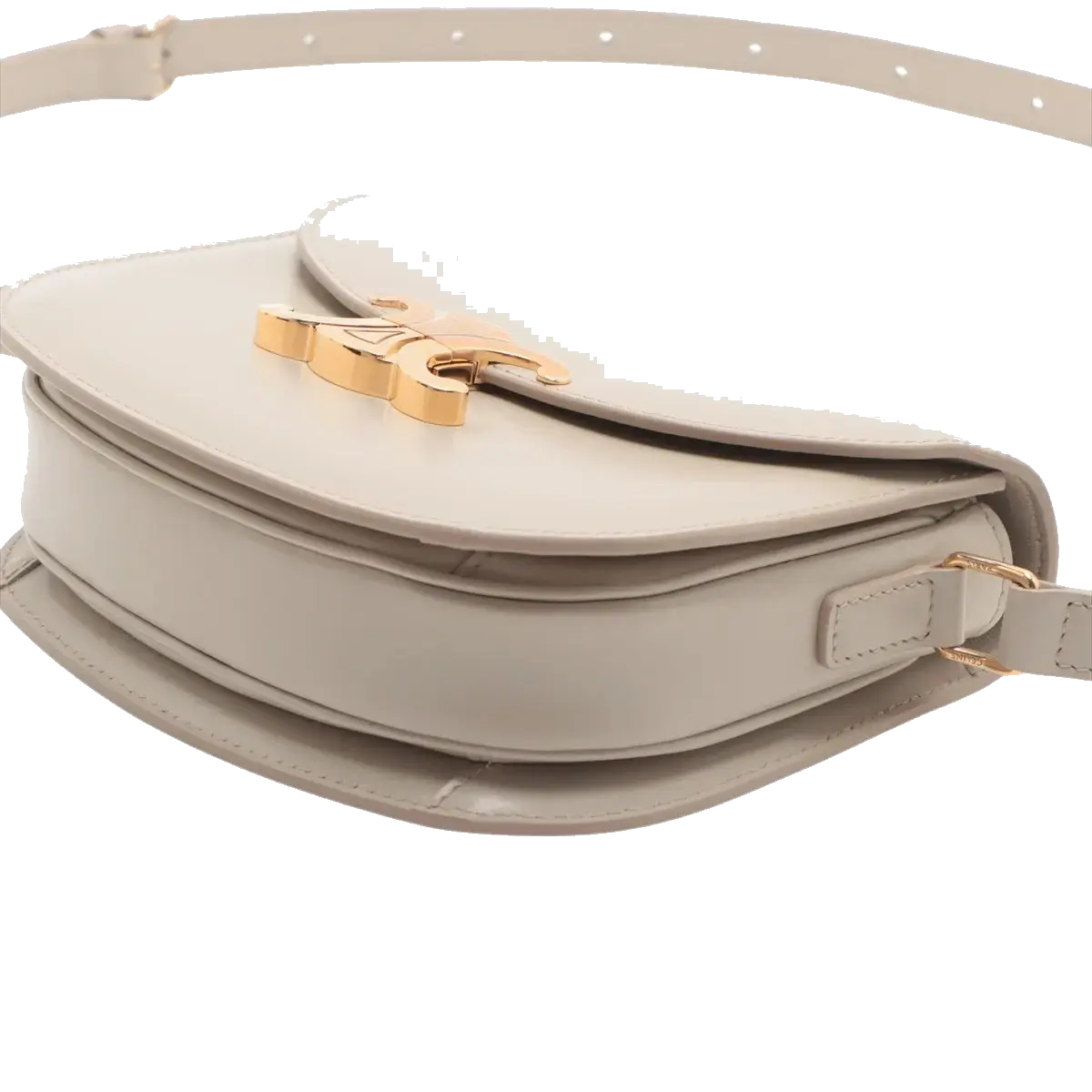 Pre-Loved Triomphe Besace Crossbody Bag Leather Small with Gold Hardware, Beige