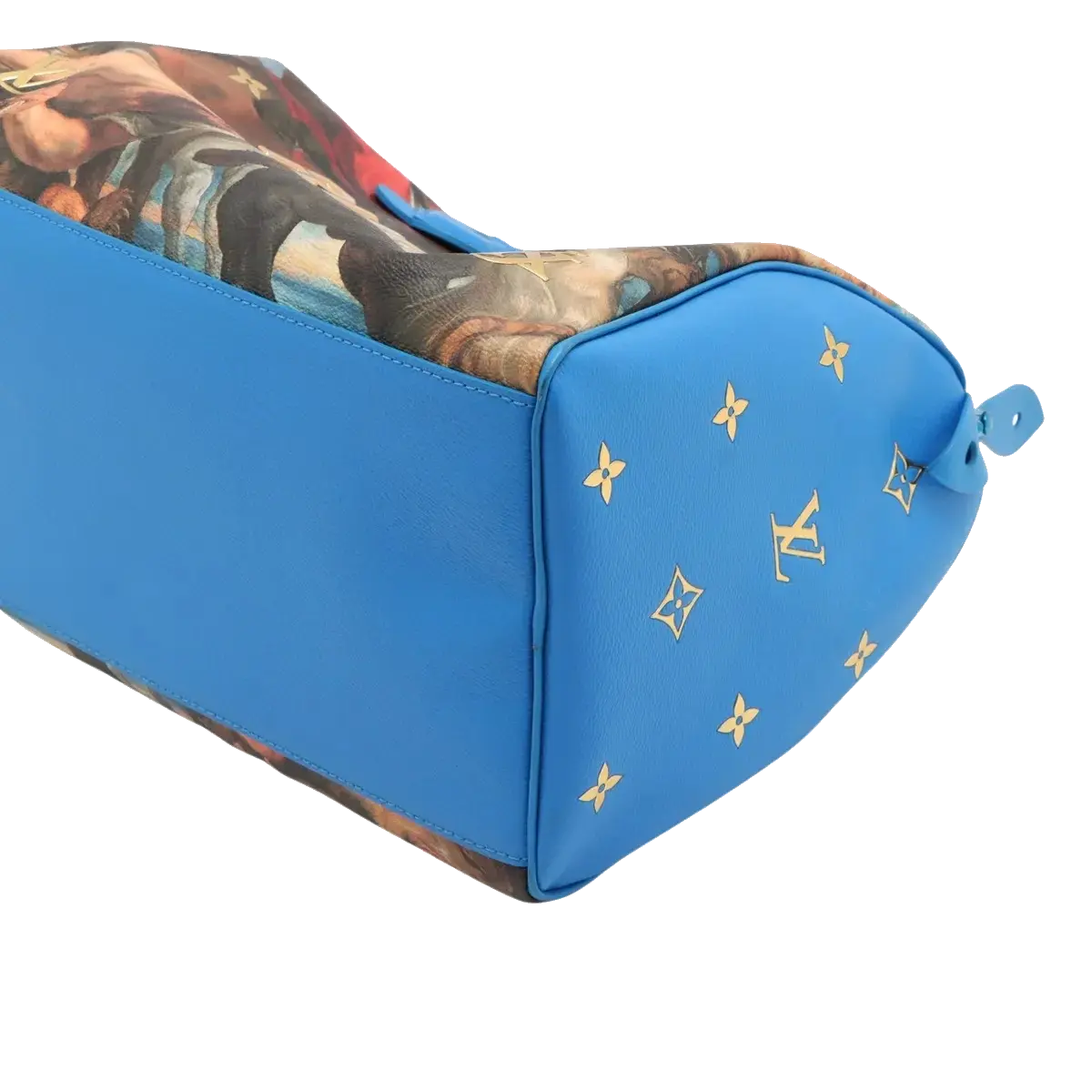Pre-Loved Speedy Masters Rubens Handbag Printed Coated Canvas 30 with Gold Hardware, Blue Multicolor