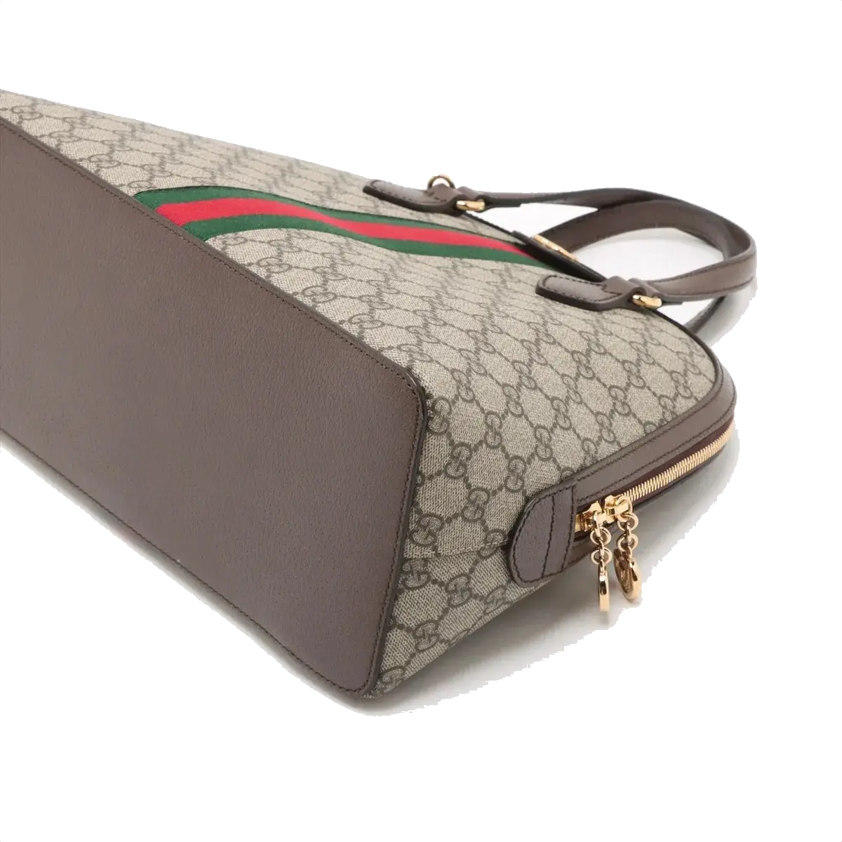Pre-Loved Ophidia Handbag Monogram Coated Canvas Medium with Gold Hardware, Beige/Ebony