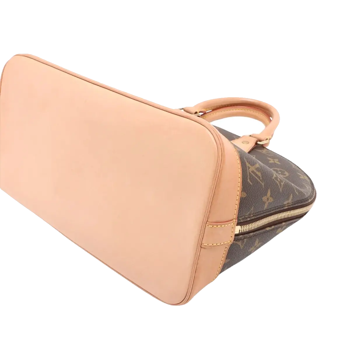 Pre-Loved Alma Handbag Monogram Coated Canvas PM with Gold Hardware, Brown