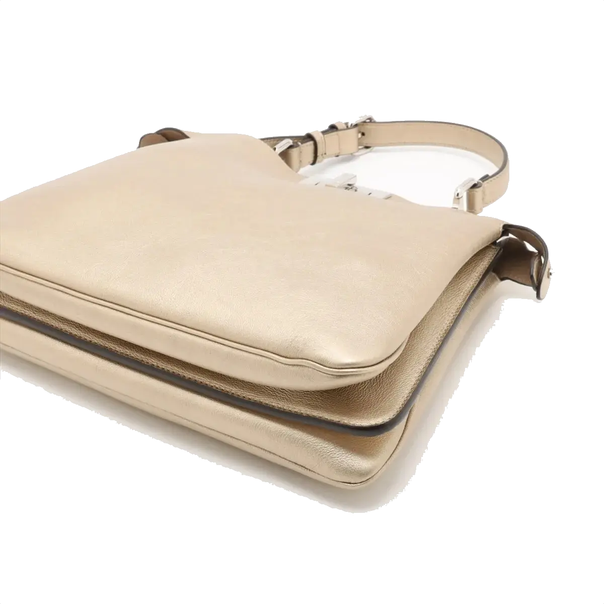 Pre-Loved Peekaboo Handbag Leather with Silver Hardware, Metallic Gold