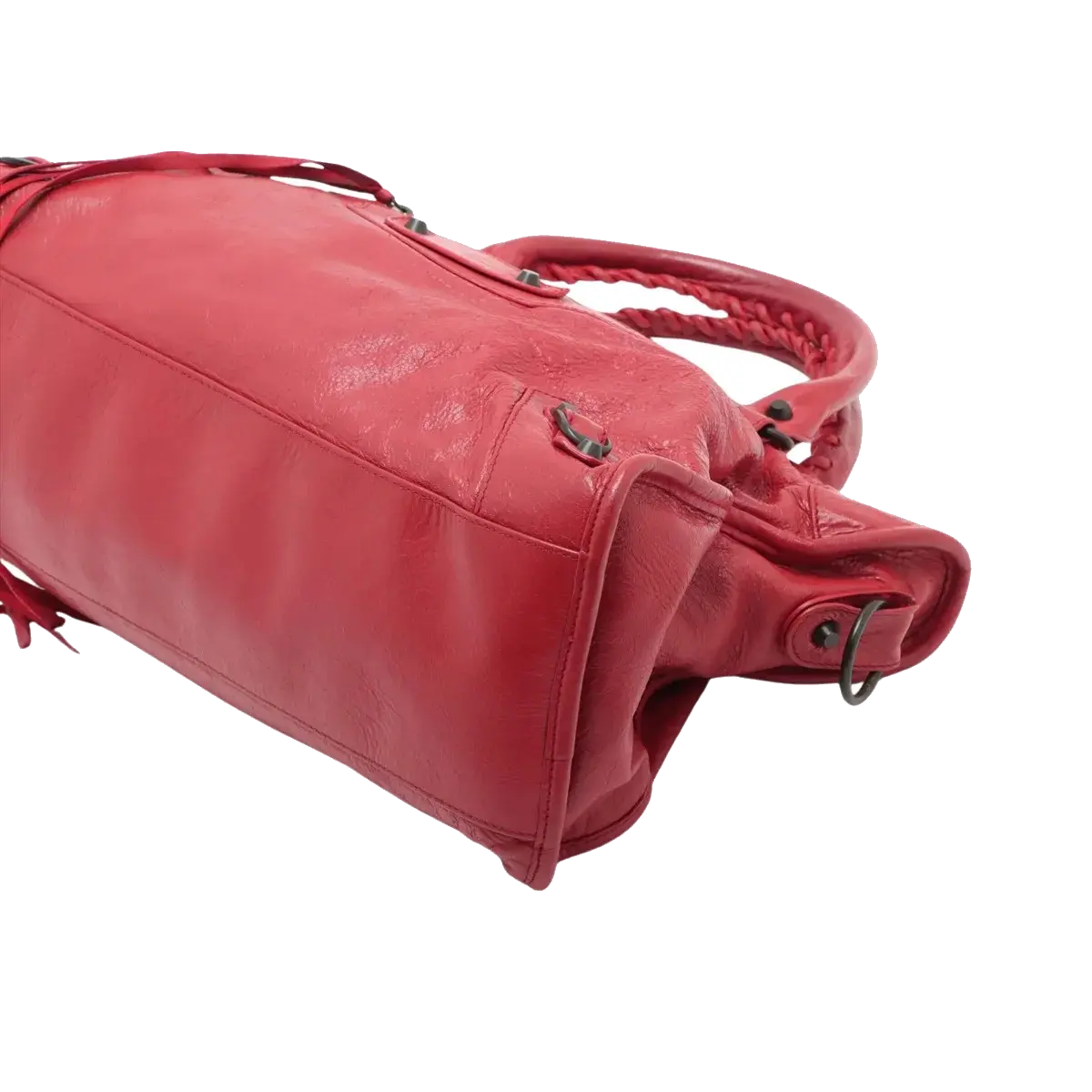 Pre-Loved City Handbag Leather with Matte Black Hardware, Red
