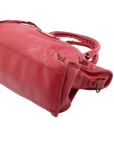 Pre-Loved City Handbag Leather with Matte Black Hardware, Red