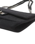 Pre-Loved 2.55 Reissue Double Flap Shoulder Bag Quilted Jersey 226 with Aged Silver Hardware, Black