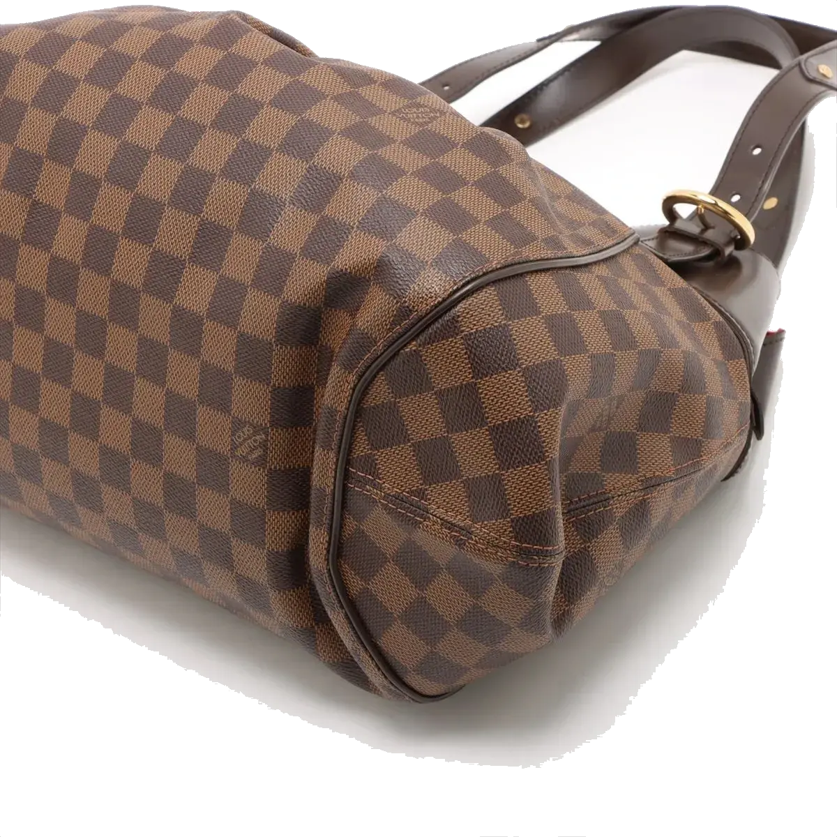 Pre-Loved Sistina Shoulder Bag Damier Coated Canvas GM with Gold Hardware, Brown