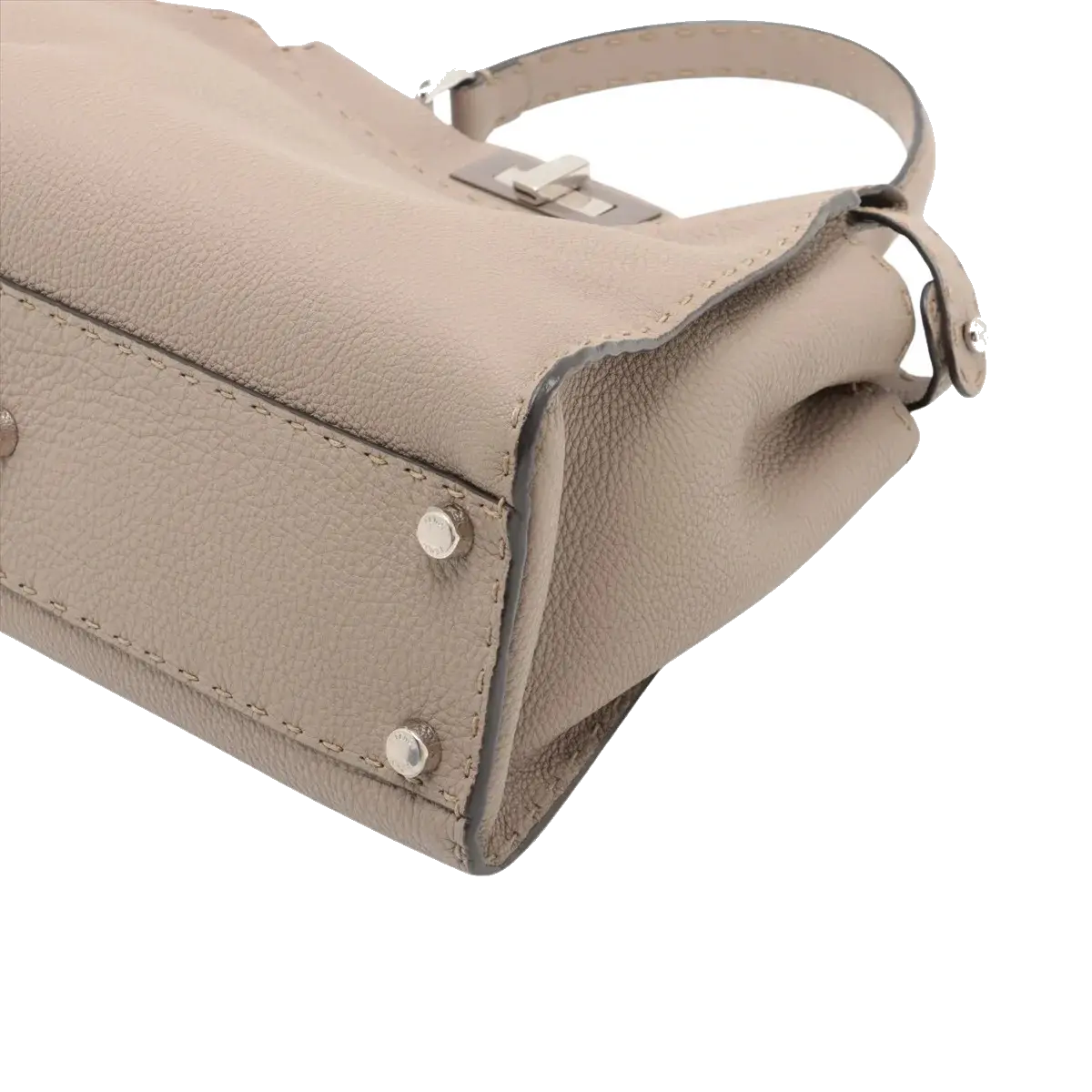 Pre-Loved Peekaboo Handbag Leather Regular with Silver Hardware, Taupe
