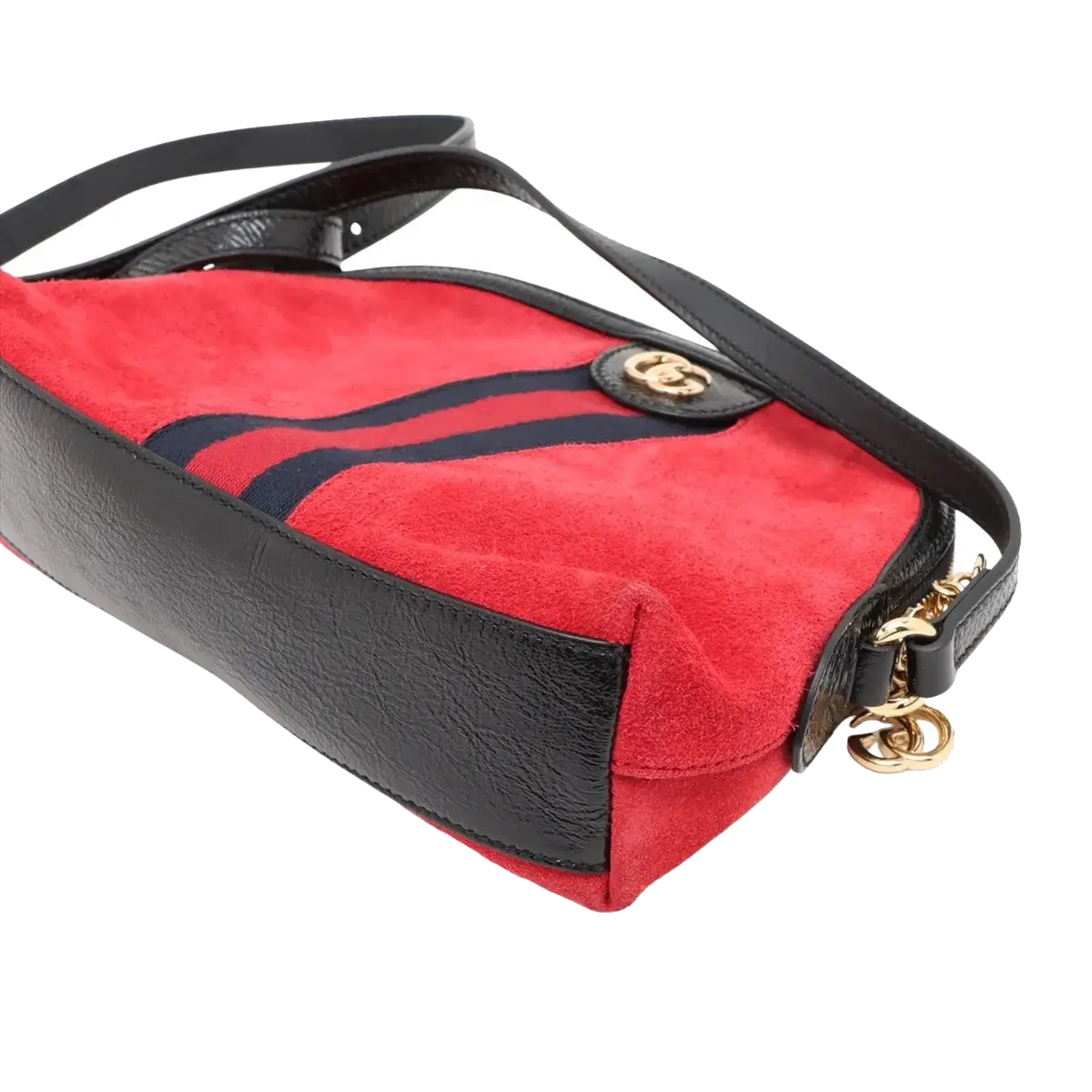 Pre-Loved Ophidia Crossbody Bag Suede Small with Gold Hardware, Red