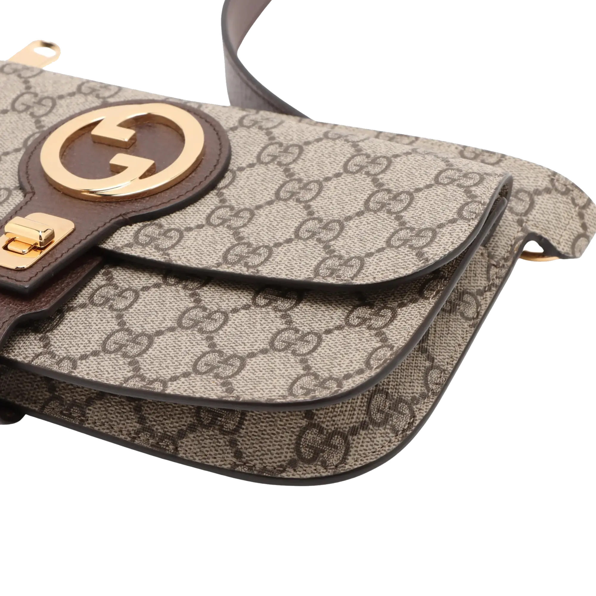Pre-Loved Blondie Shoulder Bag Monogram Coated Canvas with Gold Hardware, Beige/Ebony