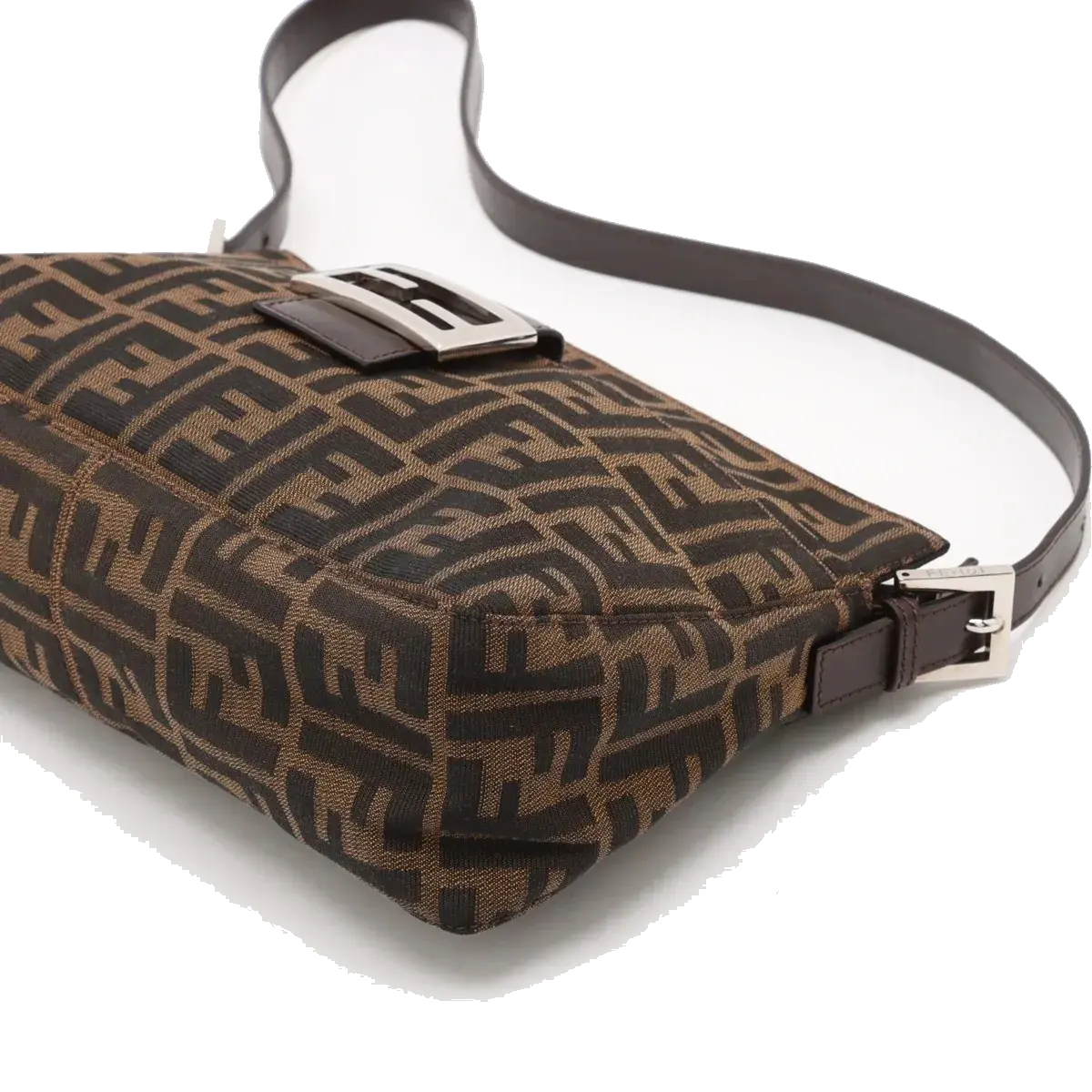 Pre-Loved Mamma Baguette Shoulder Bag Zucca Coated Canvas with Silver Hardware, Brown