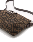 Pre-Loved Mamma Baguette Shoulder Bag Zucca Coated Canvas with Silver Hardware, Brown