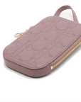 Pre-Loved Lady Dior Phone Holder Phone Holder Crossbody Bag Cannage Leather Small with Gold Hardware, Mauve Pink