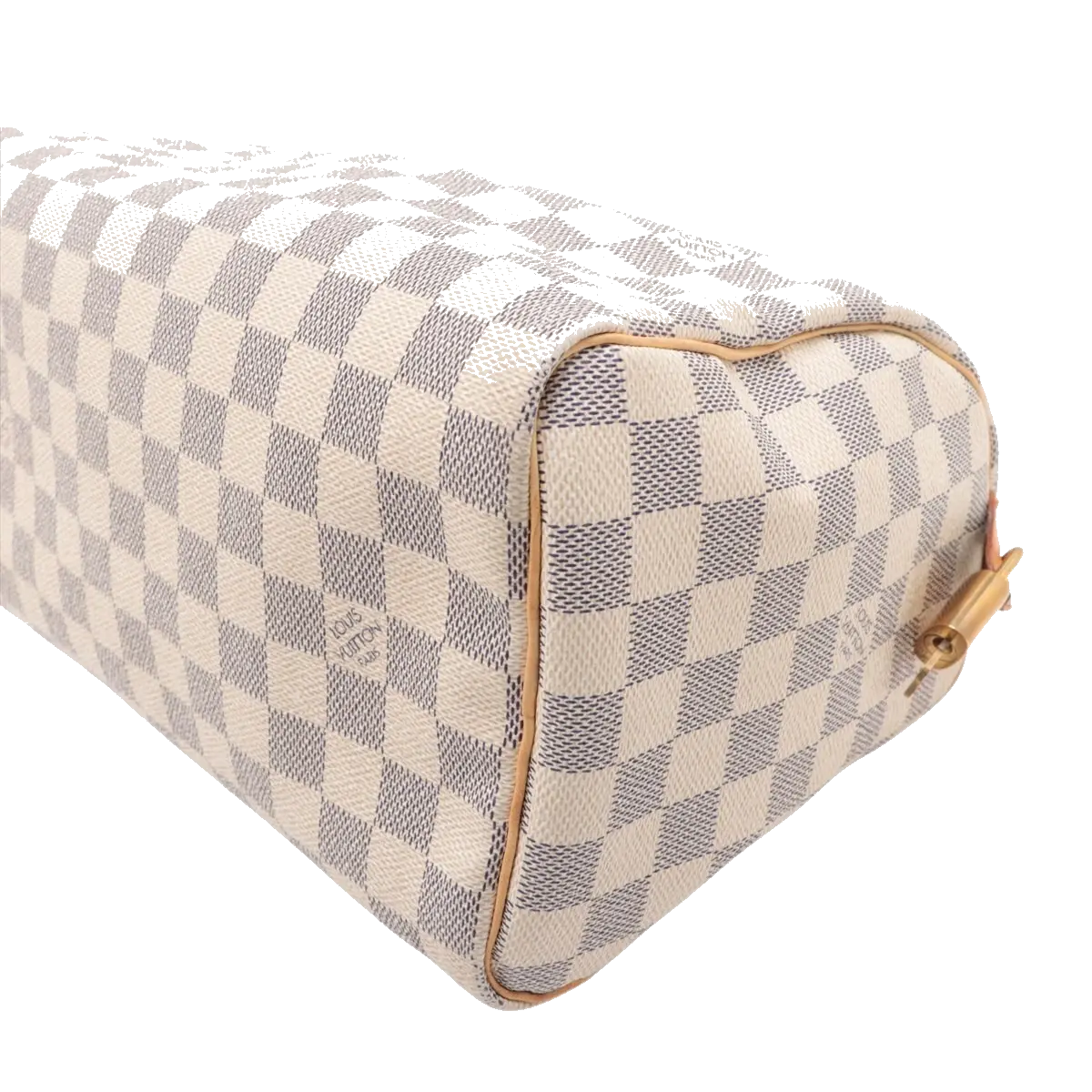 Pre-Loved Speedy Handbag Damier Coated Canvas 25 with Gold Hardware, Cream