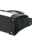 Pre-Loved Luggage Tote Leather Mini with Gold Hardware, Black and White