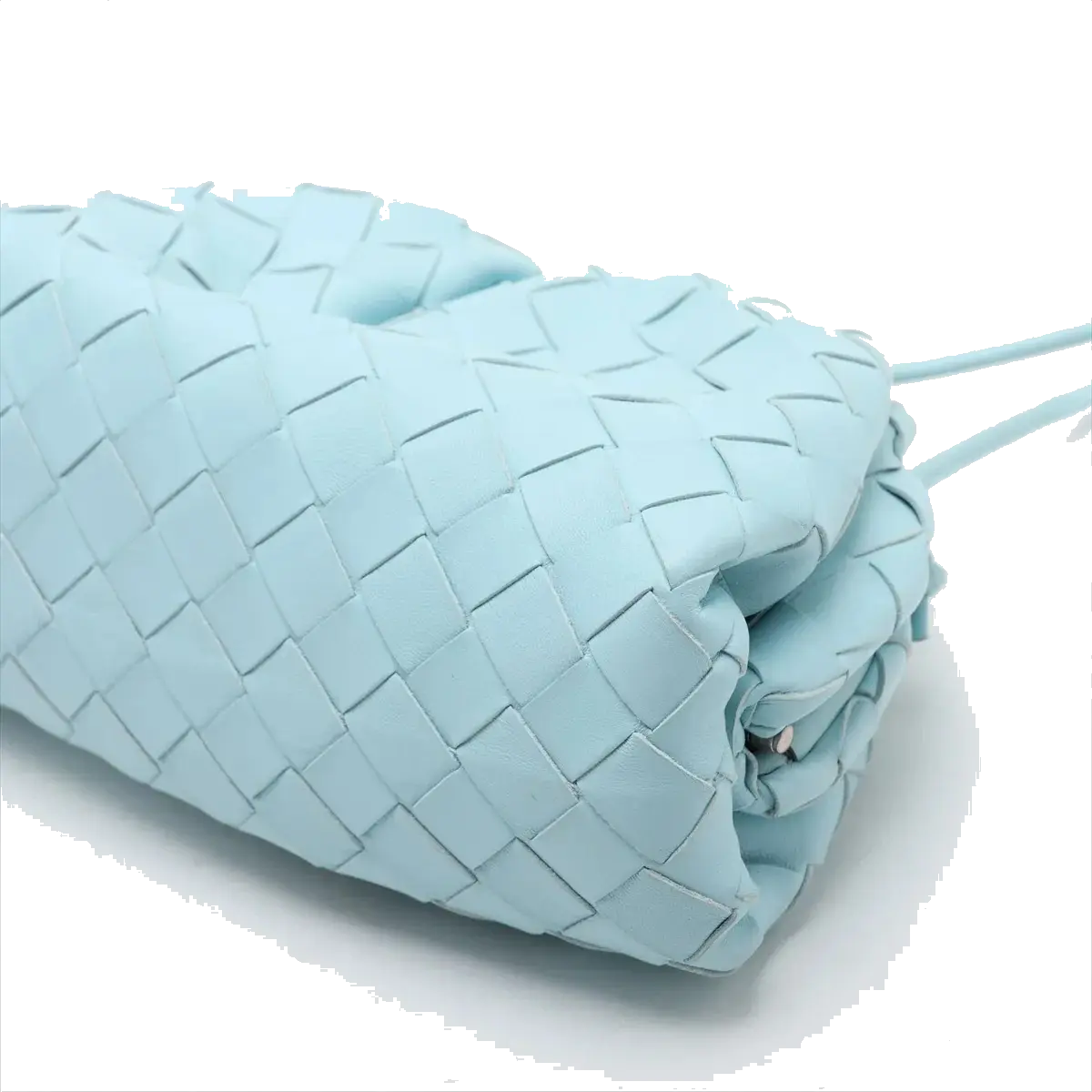 Pre-Loved The Pouch Crossbody Bag Intrecciato Leather Mini with Silver Hardware, Light Blue