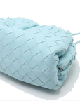 Pre-Loved The Pouch Crossbody Bag Intrecciato Leather Mini with Silver Hardware, Light Blue