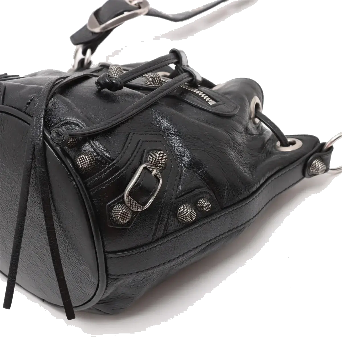Pre-Loved Le Cagole Bucket Bucket Bag Leather XS with Aged Silver Hardware, Black