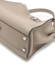 Pre-Loved Peekaboo Selleria Handbag Leather with Silver Hardware, Taupe