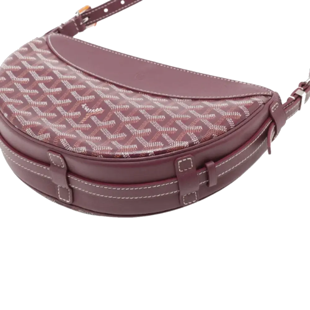 Pre-Loved Belvédère Crossbody Bag Goyardine Coated Canvas PM with Silver Hardware, Burgundy