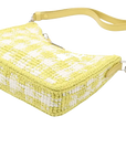 Pre-Loved Re-Edition 2005 Shoulder Bag Crochet Raffia Gingham Mini with Silver Hardware, Yellow and White