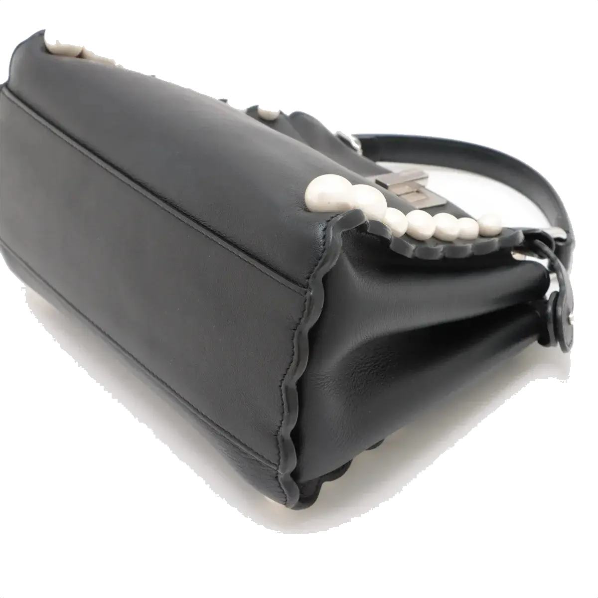 Pre-Loved Peekaboo Handbag Leather Mini with Silver Hardware, Black