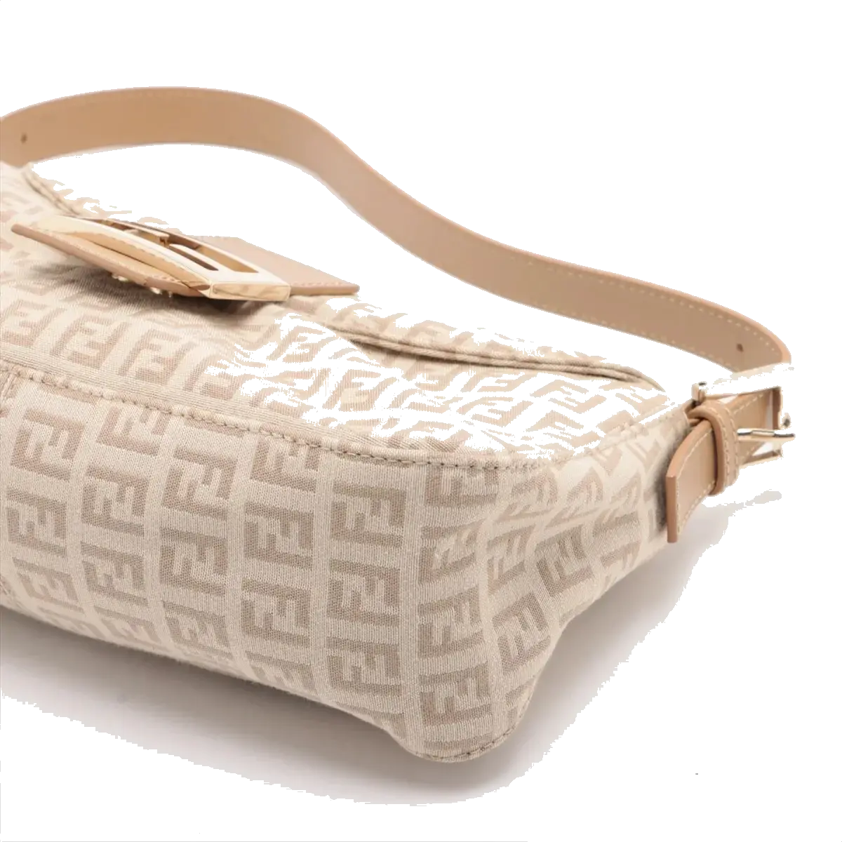 Pre-Loved Mamma Baguette Shoulder Bag Zucchino Coated Canvas with Gold Hardware, Beige