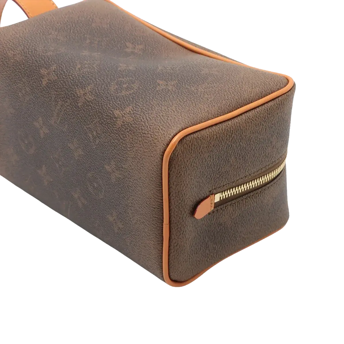 Pre-Loved Dopp Kit Pochette Monogram Coated Canvas with Gold Hardware, Brown