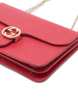 Pre-Loved Interlocking G Crossbody Bag Plain Leather with Gold Hardware Small, Red