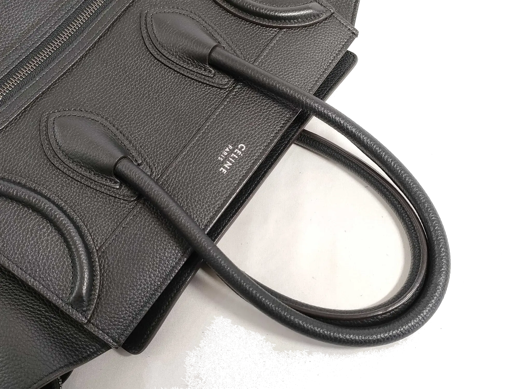 Pre-Loved Luggage Tote Leather Micro with Silver Hardware, Black