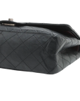 Pre-Loved 2.55 Reissue Double Flap Shoulder Bag Quilted Leather 227 with Aged Silver Hardware, Black