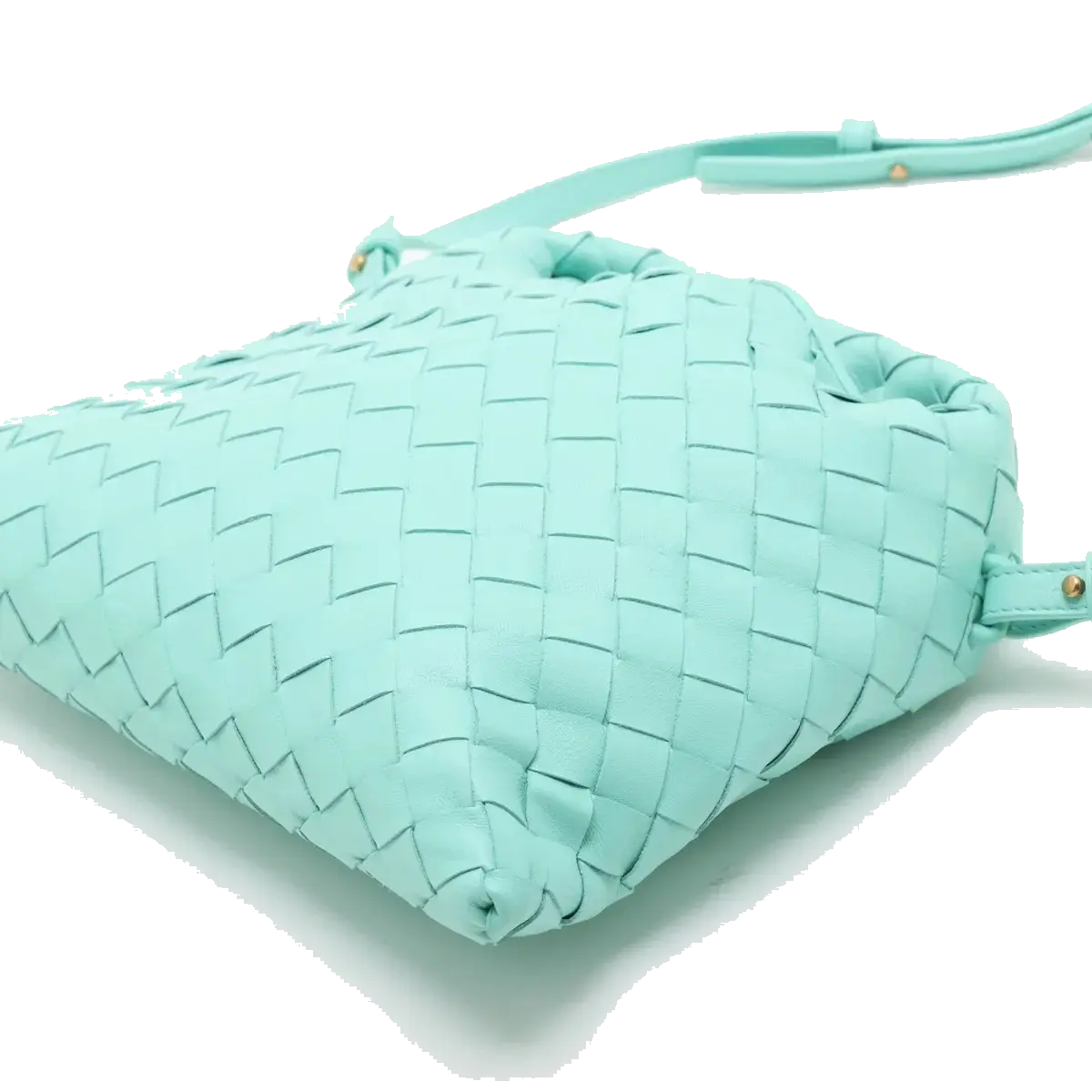 Pre-Loved Hop Crossbody Bag Intrecciato Leather Mini with Gold Hardware, Turquoise