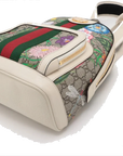 Pre-Loved Ophidia GG Flora Backpack Monogram Coated Canvas Small with Gold Hardware, Beige Ebony with Floral Multicolor