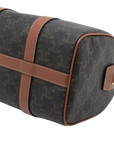 Pre-Loved Triomphe Boston Bag Handbag Triomphe Coated Canvas Small with Gold Hardware, Brown