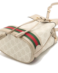 Pre-Loved Ophidia Bucket Bag GG Supreme Coated Canvas Mini with Gold Hardware, Beige / White