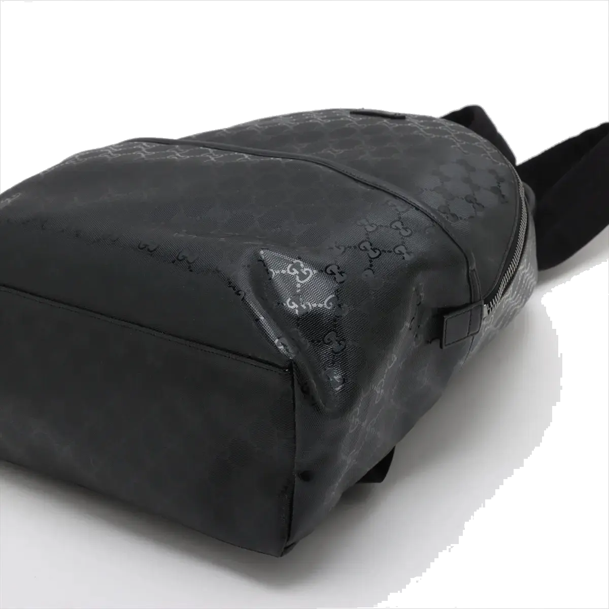 Pre-Loved GG Imprime Backpack Monogram Coated Canvas with Silver Hardware, Black
