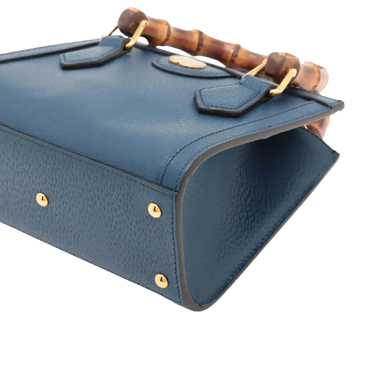 Pre-Loved Diana Bamboo Tote Leather Mini with Gold Hardware, Blue