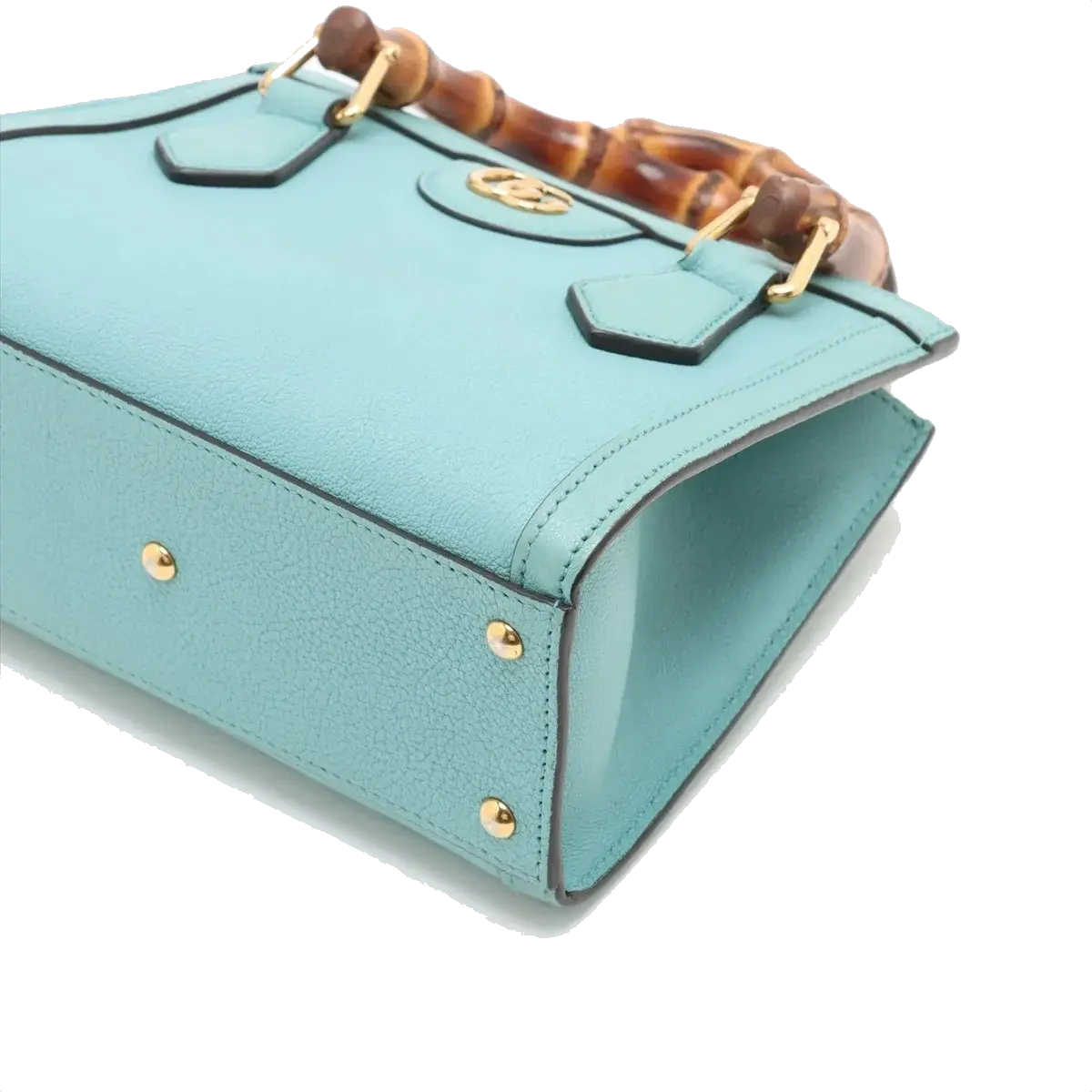 Pre-Loved Diana Bamboo Tote Leather Mini with Gold Hardware, Light Blue