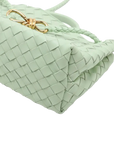 Pre-Loved Andiamo Handbag Intrecciato Leather Small with Gold Hardware, Mint Green