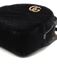 Pre-Loved GG Marmont Backpack Quilted Velvet Mini with Aged Gold Hardware, Black