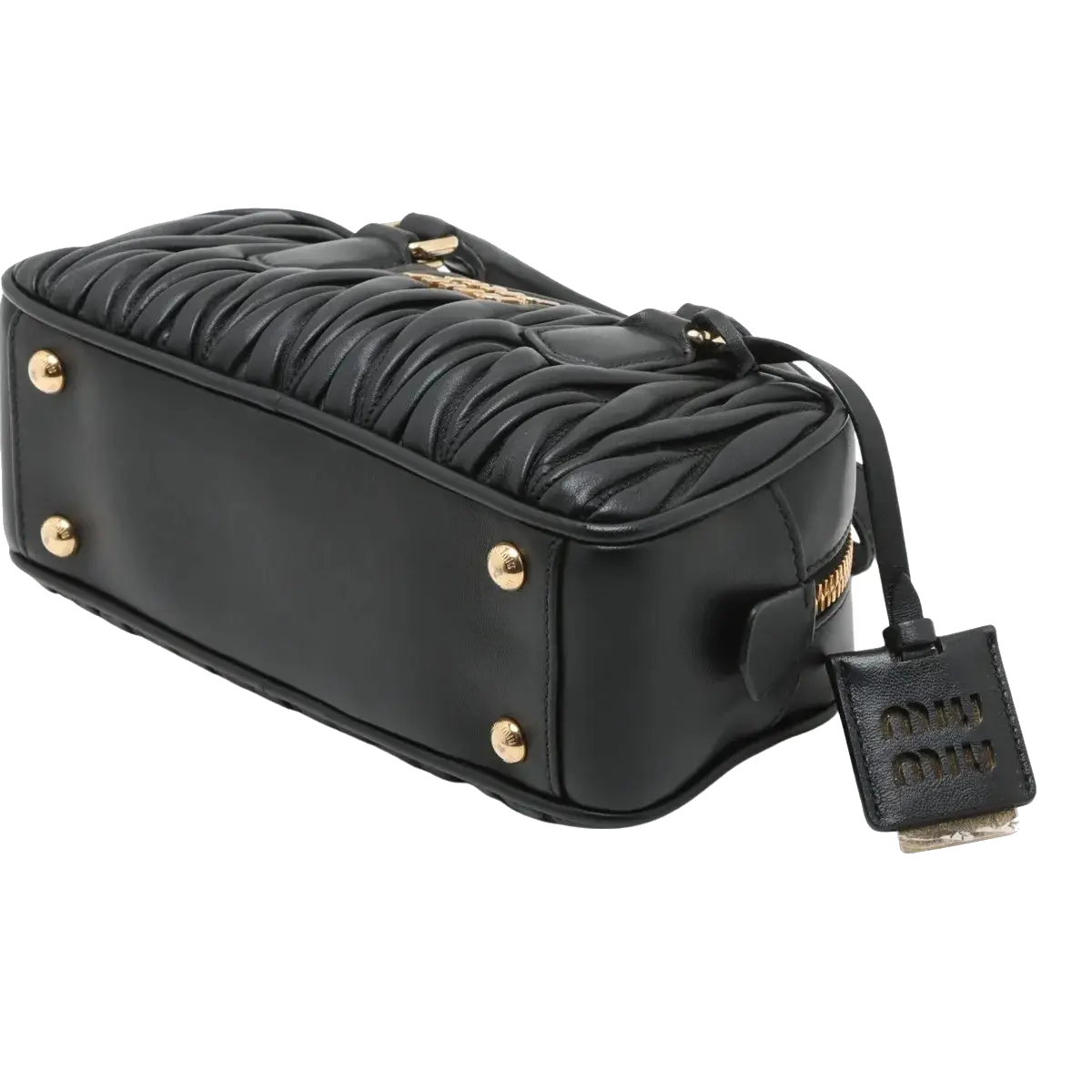 Pre-Loved Matelassé Bowling Bag Handbag Quilted Leather Mini with Gold Hardware, Black