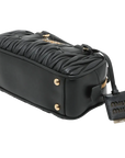 Pre-Loved Matelassé Bowling Bag Handbag Quilted Leather Mini with Gold Hardware, Black